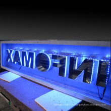 Lettre en acier inoxydable LED rétro-éclairée avec boîtier de boîte à lumière